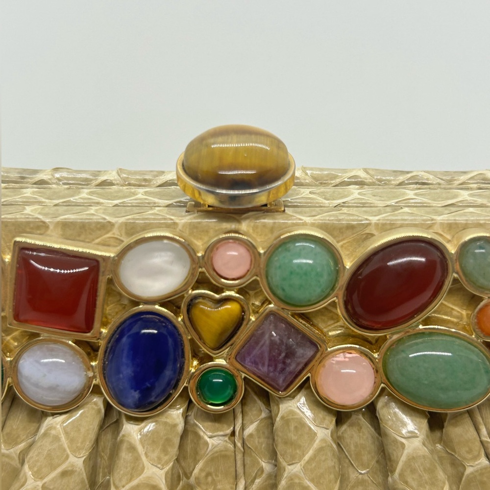 Judith Leiber Vintage Snakeskin Multi Color Gemstone Bag RARE NEW CONDITION - Picture 6 of 15